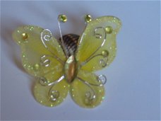 fabric butterfly with strass yellow