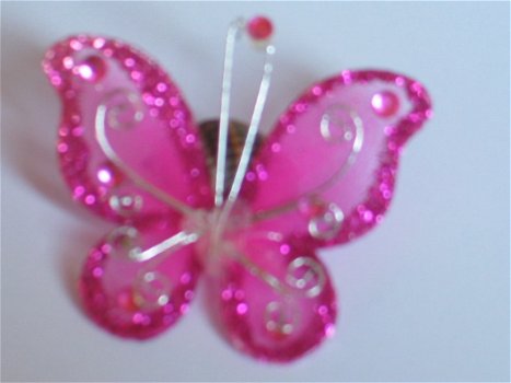 fabric butterfly with strass pink 2 - 1