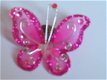 fabric butterfly with strass pink 2 - 1 - Thumbnail