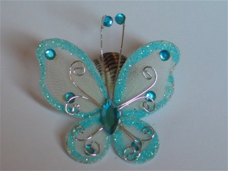 fabric butterfly with strass blue - 1