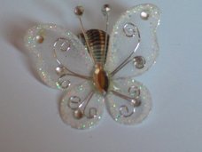 fabric butterfly with strass white