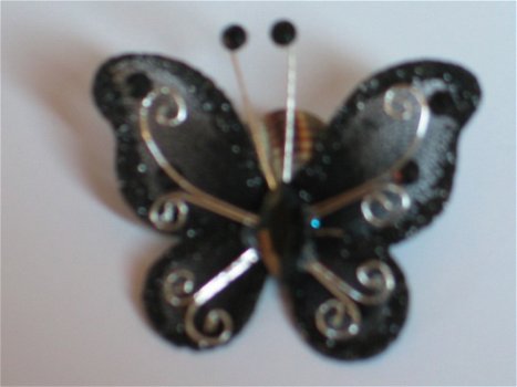 fabric butterfly with strass black - 1