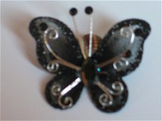 fabric butterfly with strass black