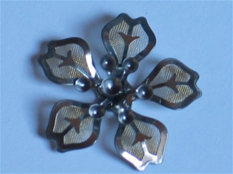 Silver fabric flower, 3.5 centimeter - 1