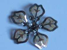 Silver fabric flower, 3.5 centimeter