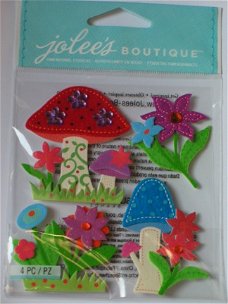 jolee's boutique stitched colorful mushrooms