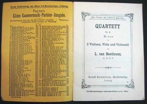 Beethoven Strijkkw Nr.6 in Bes groot, opus 18/6,ca.1911,gst - 2