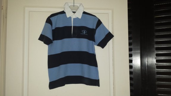 River Woods licht en donker blauw gestreepte zomer polo maat 116 - 1