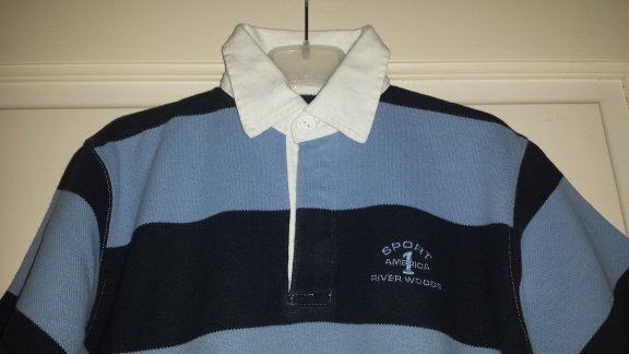 River Woods licht en donker blauw gestreepte zomer polo maat 116 - 2