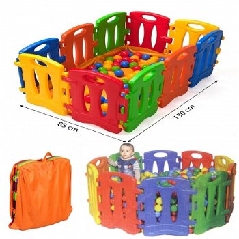 Plastic kunststof playpen - grondbox multi-color (10 panelen) - 1