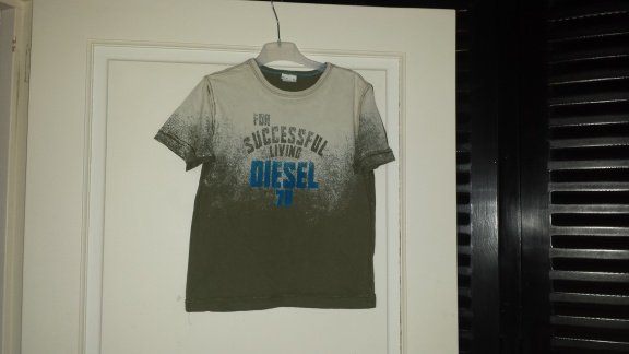 Diesel groen shirt korte mouw maat 116/xs nieuwstaat - 1