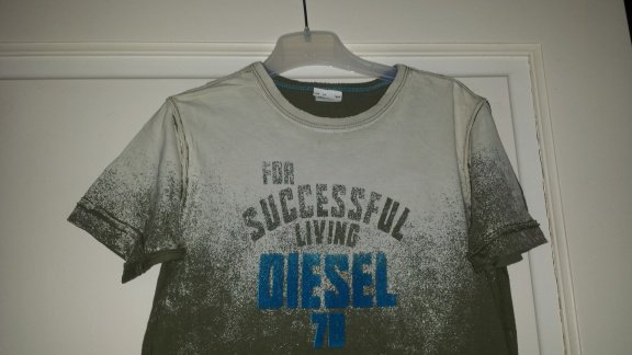 Diesel groen shirt korte mouw maat 116/xs nieuwstaat - 3