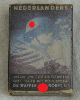 Doosje Lucifers / Box Matches, Nederlands, Propaganda WW2, Reproductie. - 2