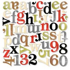 SALE NIEUW vel die-cut Mini Monograms Alfabet Scarlet's Letter van BASIC GREY