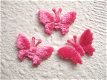 Klein velours vlindertje ~ 2 cm ~ Fuchsia roze - 1 - Thumbnail
