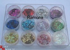 12 potjes icy ijs Glitter Acryl / Gel nail art