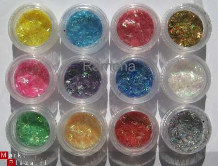 12 potjes Sliced Glitter Acryl / Gel nail art confettie - 1