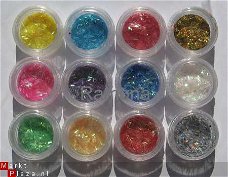 12 potjes Sliced Glitter Acryl / Gel nail art confettie