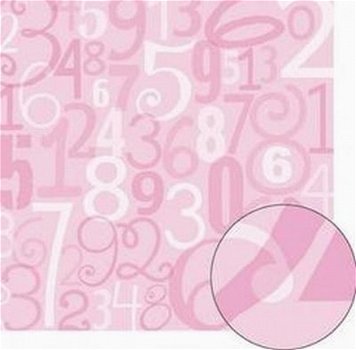 SALE NIEUW vel scrappapier Pink Numbers van Provo Craft - 1