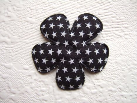 Katoenen bloem met sterretjes ~ 4,5 cm ~ Zwart - 1