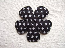 Katoenen bloem met sterretjes ~ 4,5 cm ~ Zwart