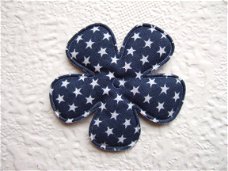 Katoenen bloem met sterretjes ~ 4,5 cm ~ Marine blauw