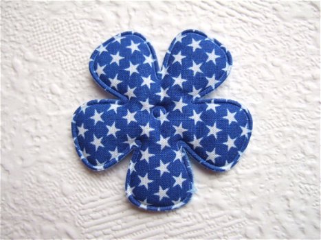 Katoenen bloem met sterretjes ~ 4,5 cm ~ Konings blauw - 1