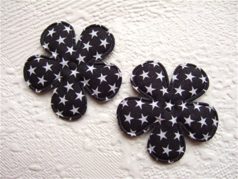 Katoenen bloem met sterretjes ~ 3,5 cm ~ Zwart - 1