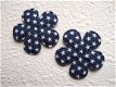 Katoenen bloem met sterretjes ~ 3,5 cm ~ Marine blauw - 1 - Thumbnail