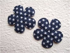 Katoenen bloem met sterretjes ~ 3,5 cm ~ Marine blauw