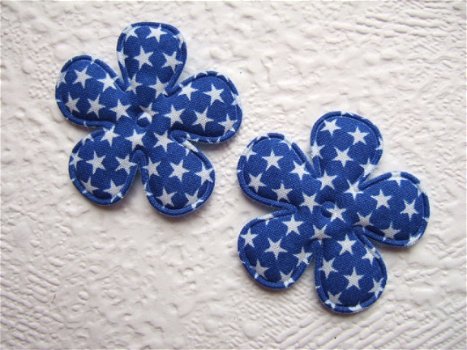 Katoenen bloem met sterretjes ~ 3,5 cm ~ Konings blauw - 1