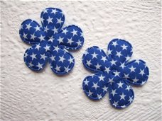 Katoenen bloem met sterretjes ~ 3,5 cm ~ Konings blauw