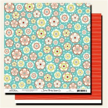 SALE NIEUW vel dubbelzijdig scrappapier Eastern Ave Floral Aqua Charlotte van Scenic Route - 1