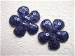 Bloem met lovertjes ~ 3,5 cm ~ Marine blauw - 1 - Thumbnail