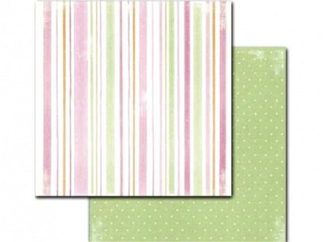 SALE NIEUW vel dubbelzijdig scrappapier Baby Girl Stripe van Deja Views - 1