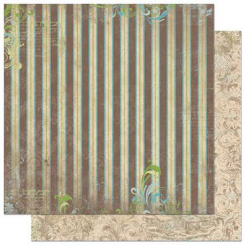 SALE NIEUW vel dubbelzijdig scrappapier Welcome Home Stripe van Bo Bunny - 1