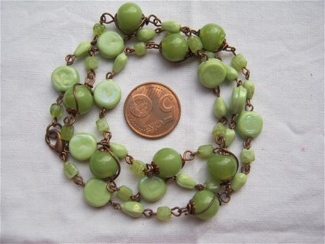 wikkelarmband origineel hippie armband groen met rood koper - 2