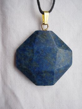 lapis lazuli edelsteen hanger blauwe facet geslepen hanger met gousdophangoogje - 1