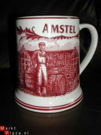 Amstel rood Delfts aardewerk bierpul Delftsche Huys - nr. 1