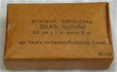 Gaas Verband, Hydrofiel, 50x100cm, 2 stuks, Koninklijke Landmacht, 1961.(Nr.1)