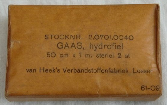 Gaas Verband, Hydrofiel, 50x100cm, 2 stuks, Koninklijke Landmacht, 1961.(Nr.1) - 1