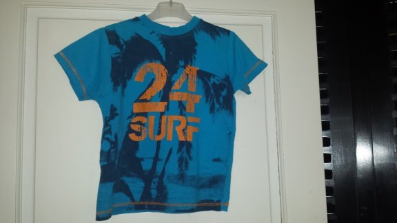 Blauw oranje surf shirt met korte mouw maat 116/122 - 1