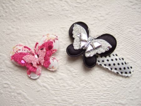 Klein vlindertje met lovertjes ~ 2 cm ~ Roze - 3