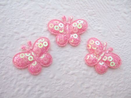 Laatste!!! Klein vlindertje met lovertjes ~ 2,5 cm ~ Roze - 1