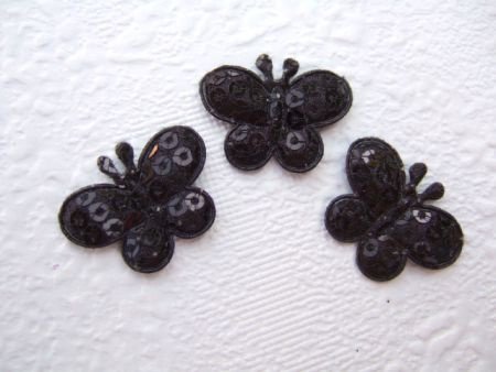 Klein vlindertje met lovertjes ~ 2,5 cm ~ Zwart - 1