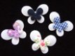 Klein wit vlindertje met bloemen ~ 2,5 cm ~ Blauw / geel - 4 - Thumbnail