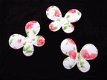 Klein wit vlindertje met bloemen ~ 2,5 cm ~ Roze - 1 - Thumbnail
