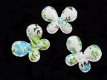 Klein wit vlindertje met bloemen ~ 2,5 cm ~ Groen / blauw - 1 - Thumbnail