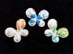 Klein wit vlindertje met bloemen ~ 2,5 cm ~ Groen / blauw - 2 - Thumbnail