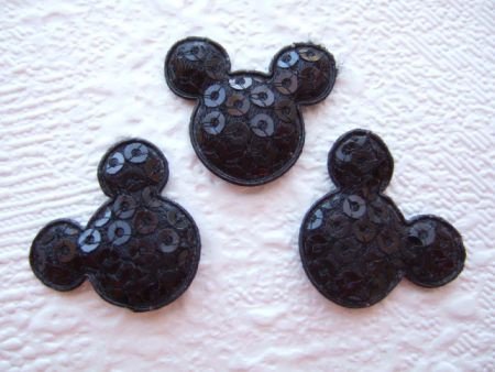 Mickey / Minnie Mouse met lovertjes ~ 2 cm ~ Zwart - 1